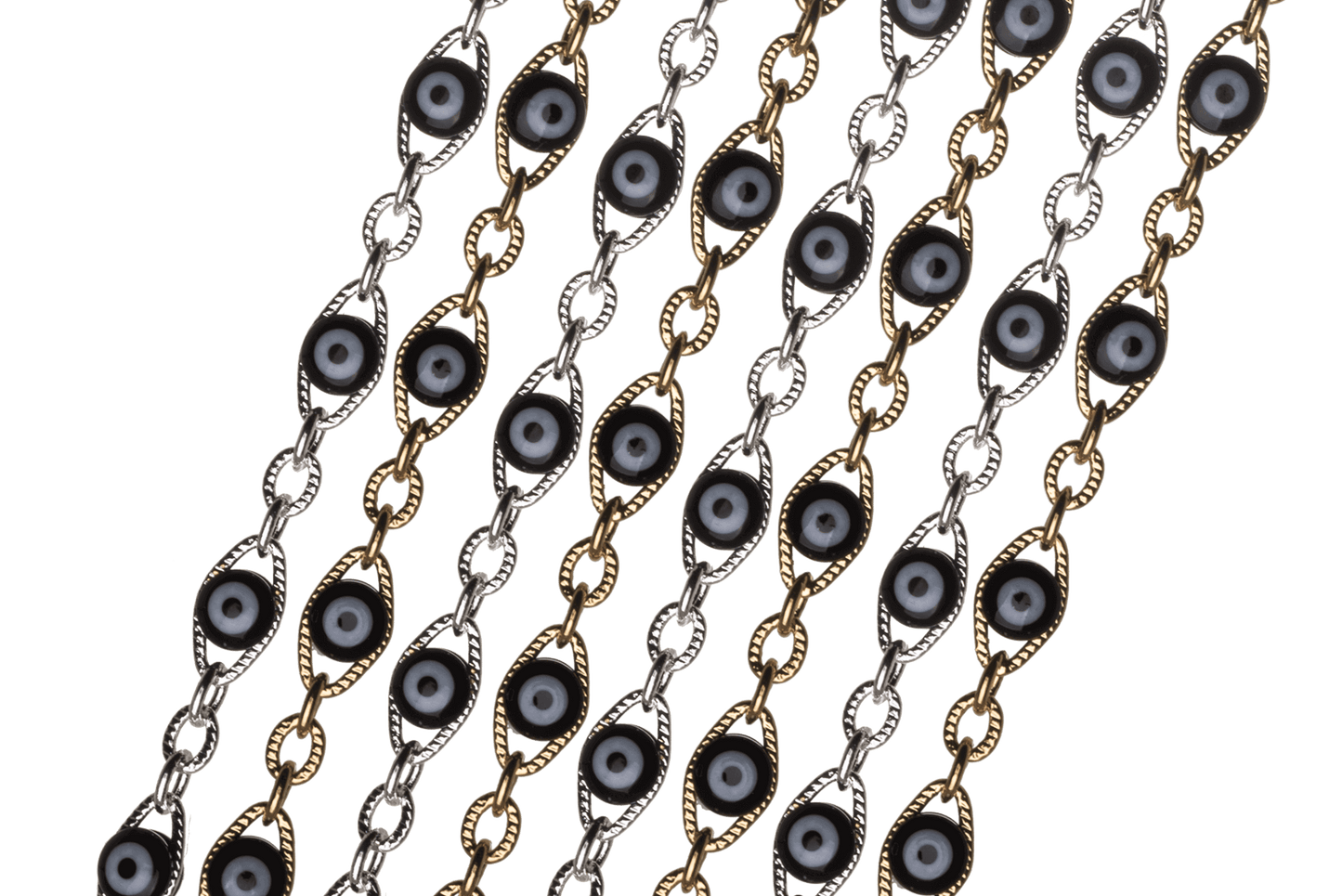 Evil Eye Specialty Chain multiple Finishes Available measures 7mm x 4.5mm sold by the Foot - CH 895