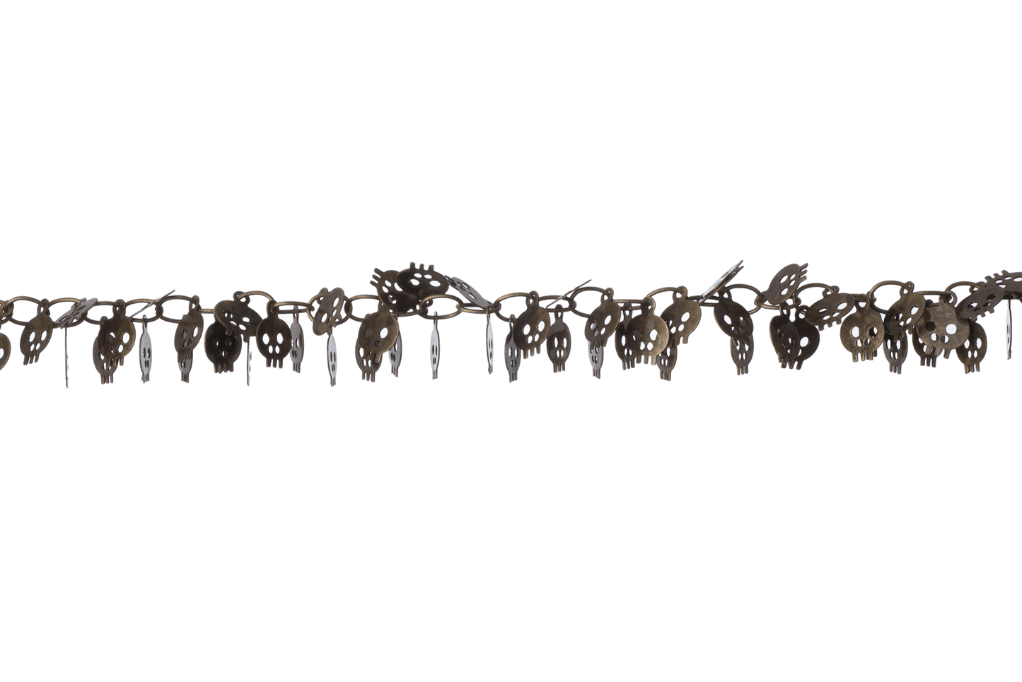 6mm Halloween Dangling Skull Chain - Made of Brass - Sold by the Foot - Ch-908