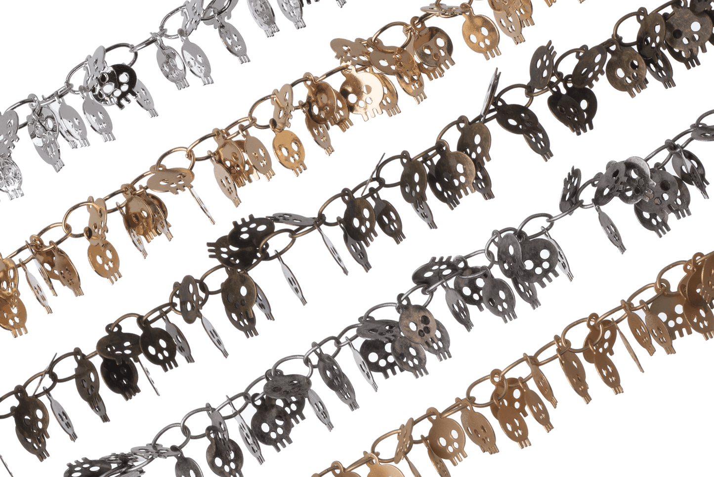 6mm Halloween Dangling Skull Chain - Made of Brass - Sold by the Foot - Ch-908