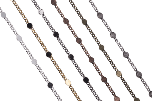 2.25mm Curb Hammered Satellite Chain sold by the Foot - CH 929