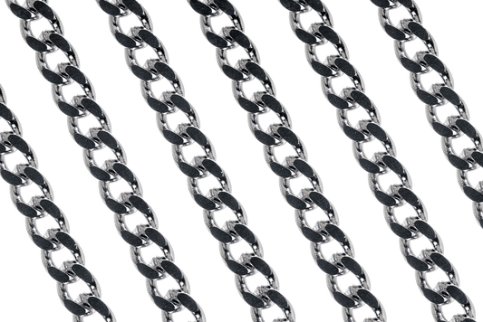 5.0mm x 3.25mm Hammered Stainless Steel Curb Chain sold by the Foot - CH 130SS