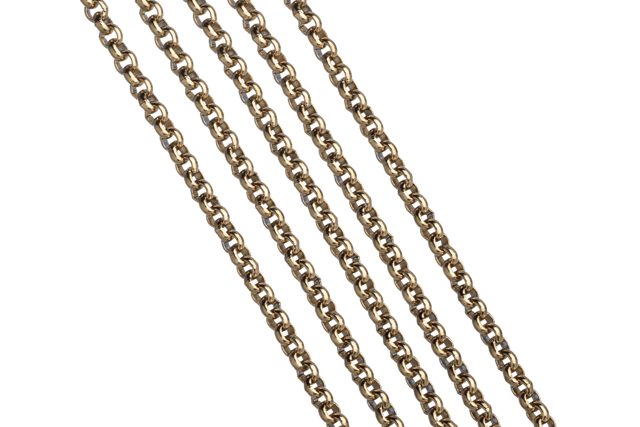 Rolo Belcher Chain 2mm Non-Tarnish Gold Stainless Steel - Per Foot