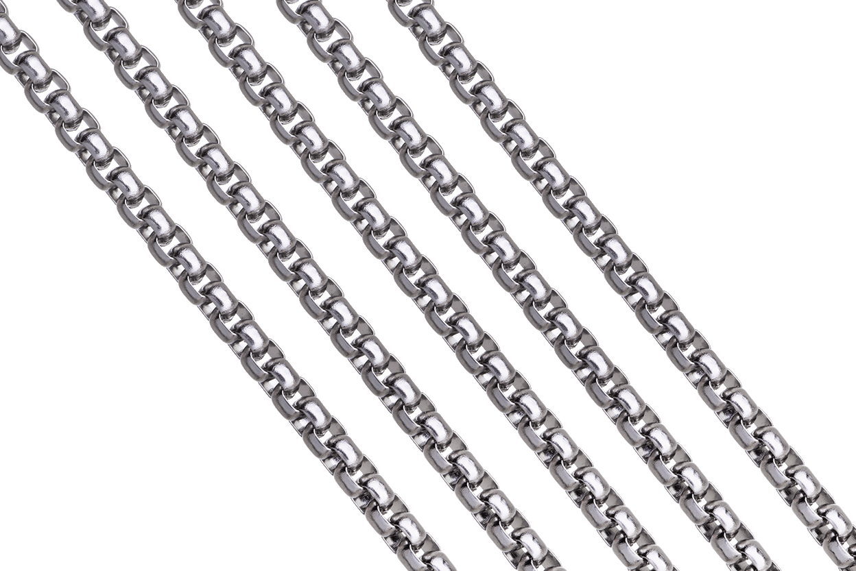Stainless Steel Venetian Rounded Box Chain  2.9mm sold by the Foot - CH 146SS