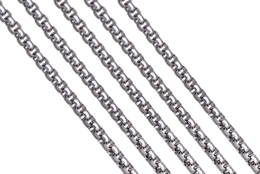 Stainless Steel Venetian Rounded Box Chain  2.9mm sold by the Foot - CH 146SS