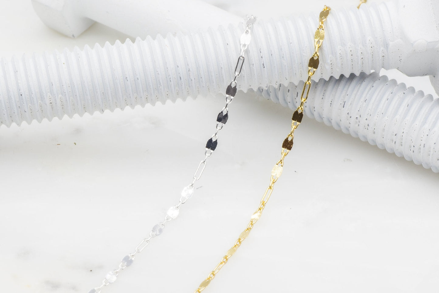 6mm Discs with 5mm Rectangle Linked Specialty Chain sold by the Foot available in Multiple Colors - CH 155