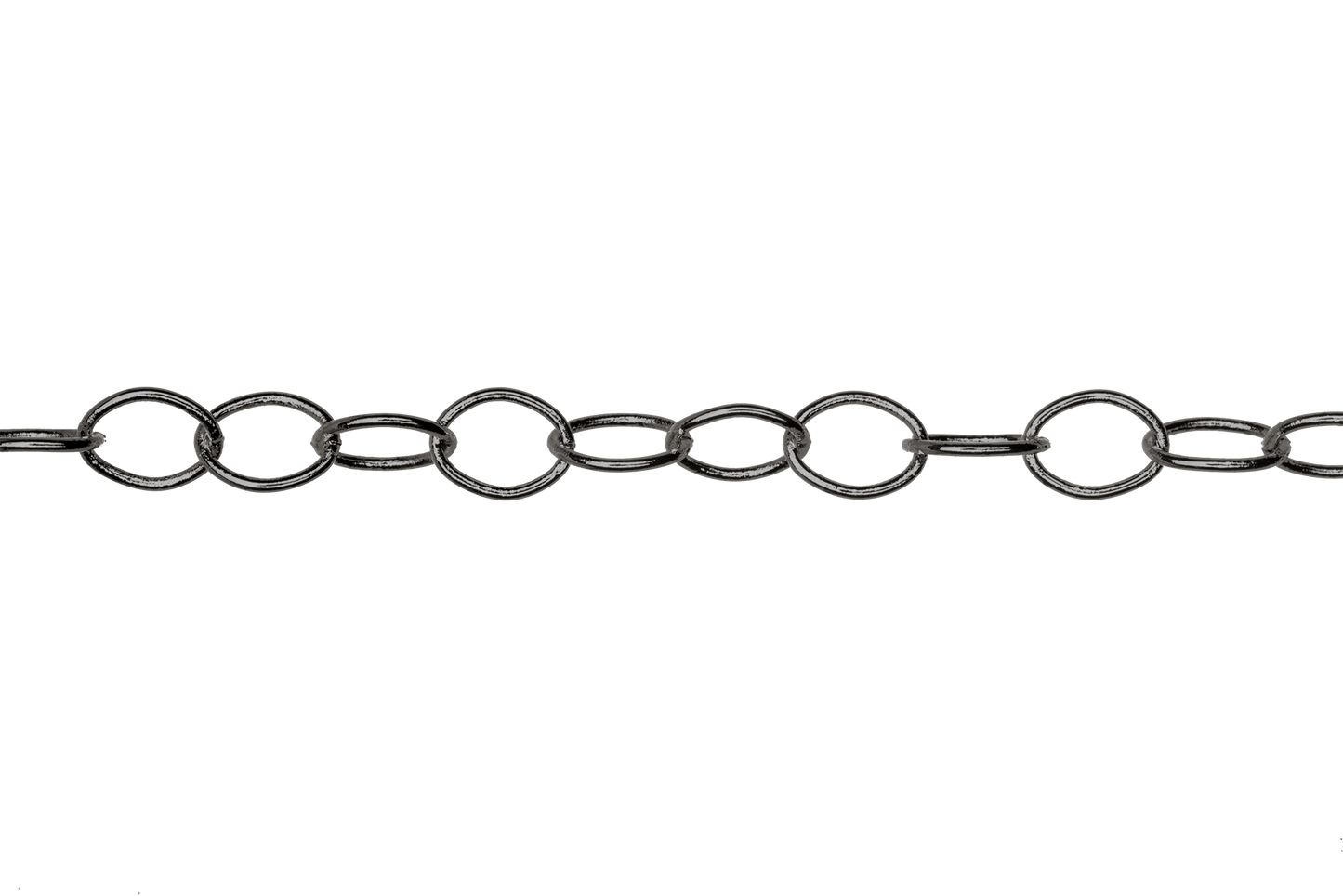 Thin Round Cable Chain multiple finishes available measures 6mm x 5mm sold by the Foot - CH 2600