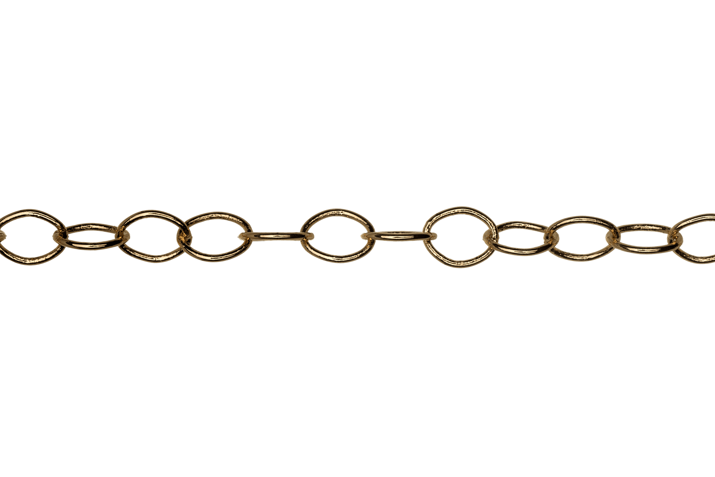 Thin Round Cable Chain multiple finishes available measures 6mm x 5mm sold by the Foot - CH 2600
