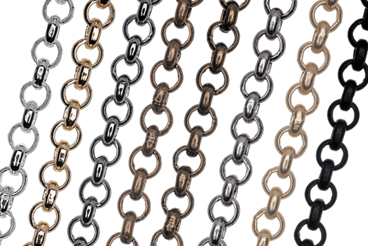 Rolo Belcher Chain Medium Size measures 3.5mm available in Multiple Finishes sold by the Foot - CH 350