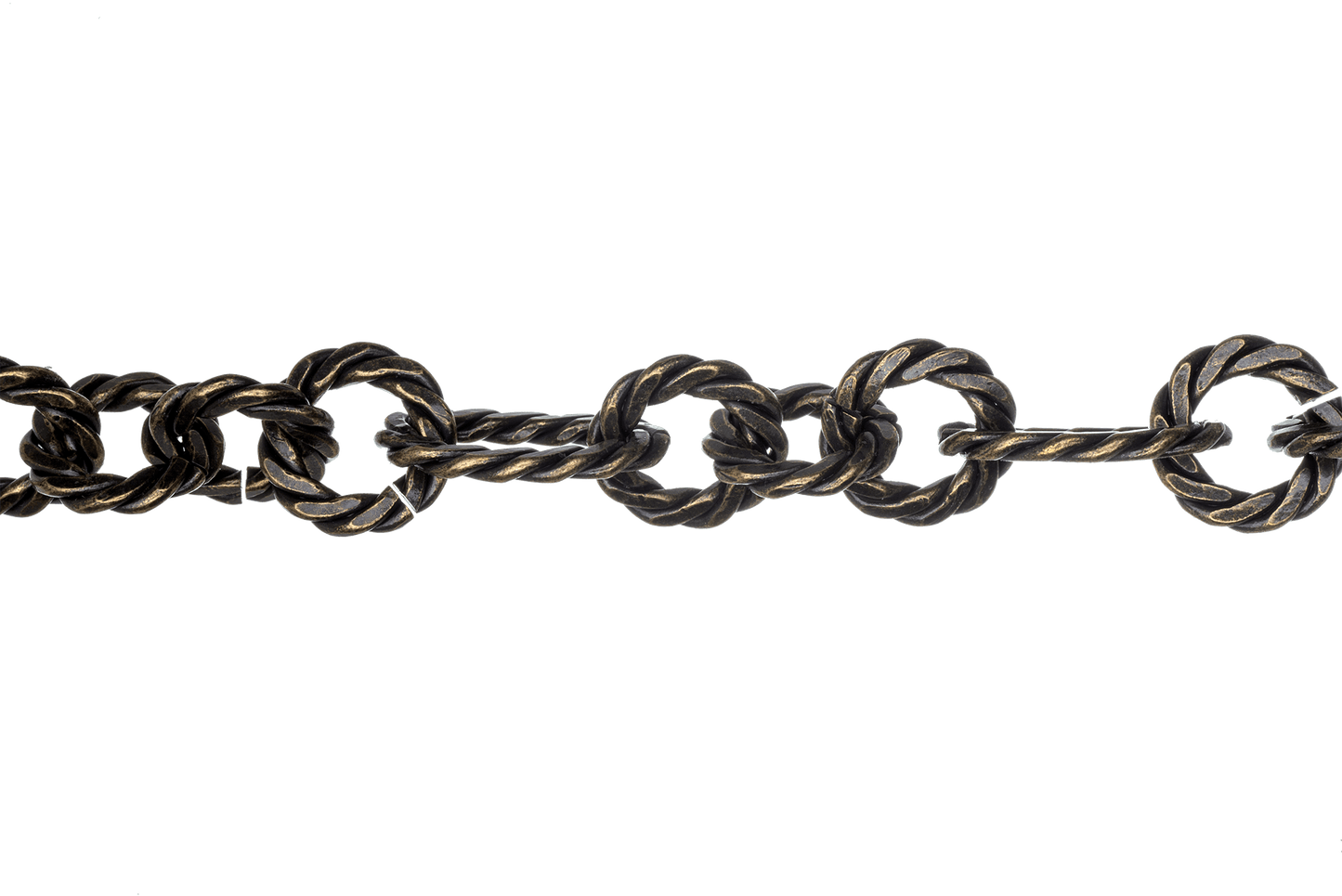17mm x 12mm Oval, 11mm Round Rope Textured Link Chain - Made of Brass - Sold by the Foot - Ch-812