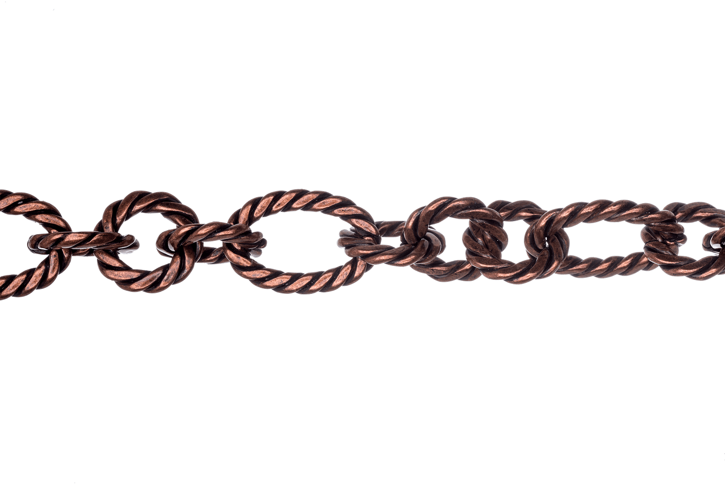 17mm x 12mm Oval, 11mm Round Rope Textured Link Chain - Made of Brass - Sold by the Foot - Ch-812