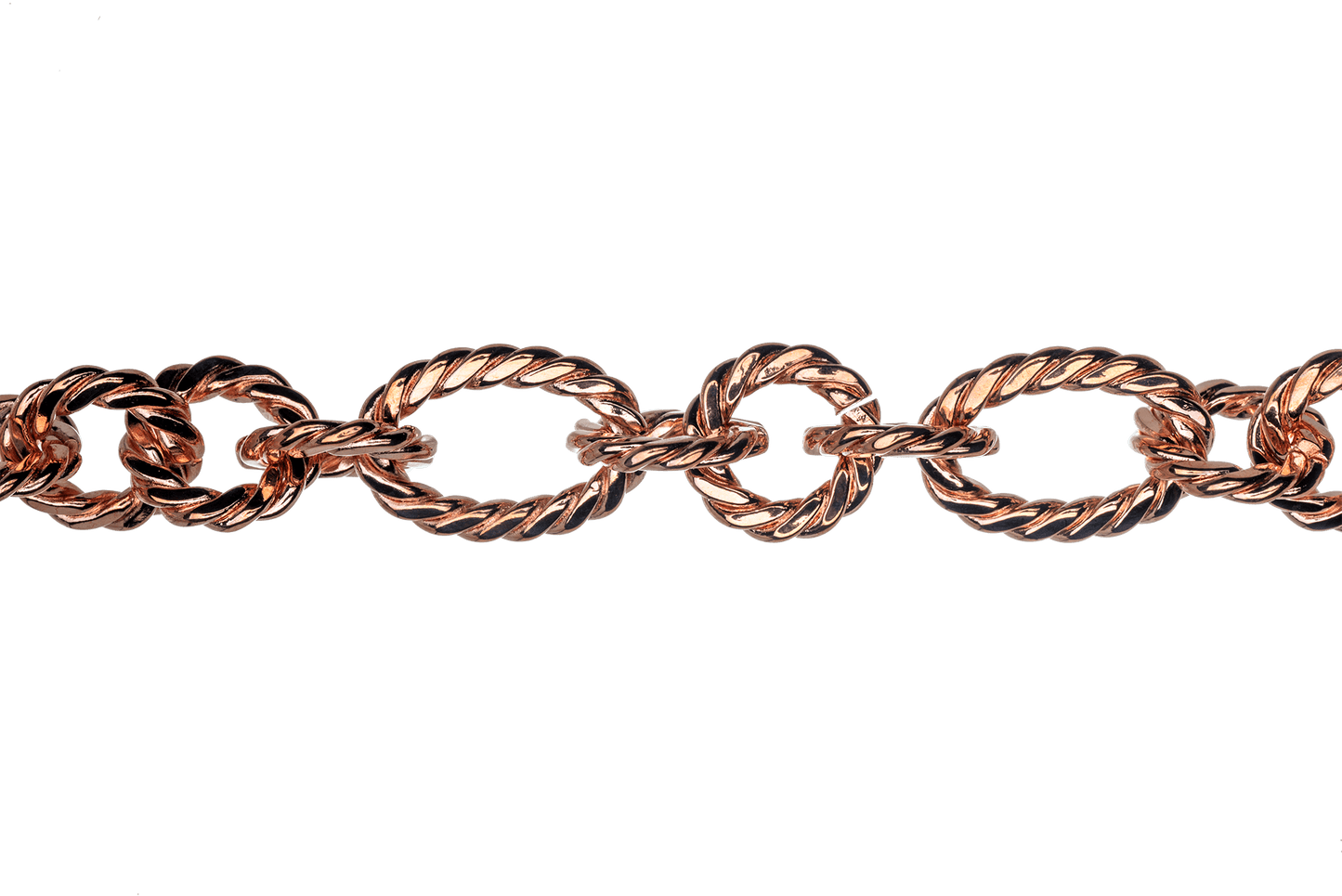 17mm x 12mm Oval, 11mm Round Rope Textured Link Chain - Made of Brass - Sold by the Foot - Ch-812