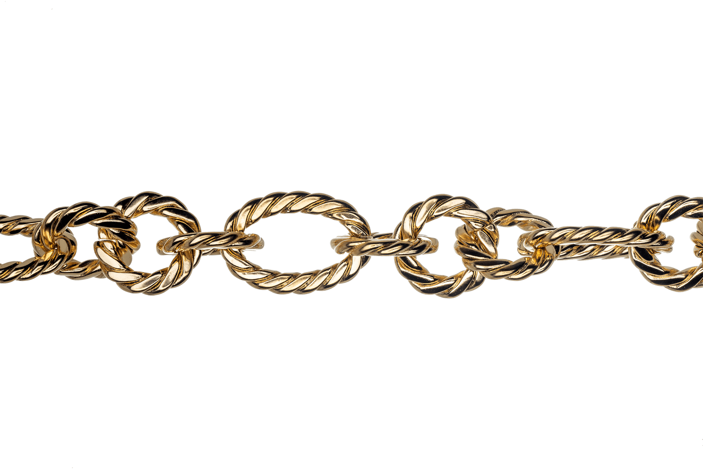 17mm x 12mm Oval, 11mm Round Rope Textured Link Chain - Made of Brass - Sold by the Foot - Ch-812