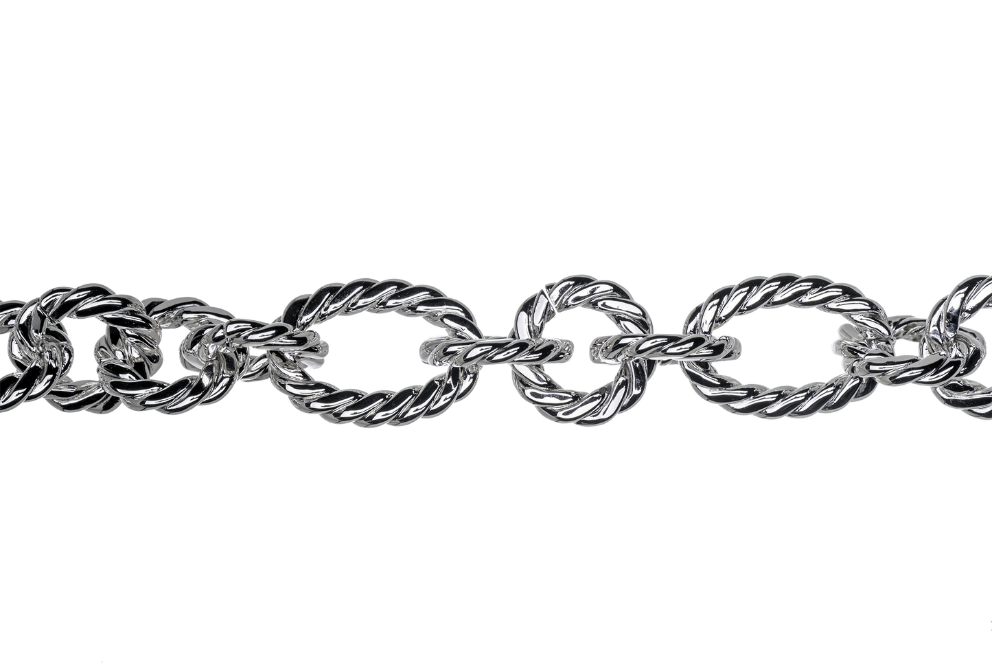 17mm x 12mm Oval, 11mm Round Rope Textured Link Chain - Made of Brass - Sold by the Foot - Ch-812