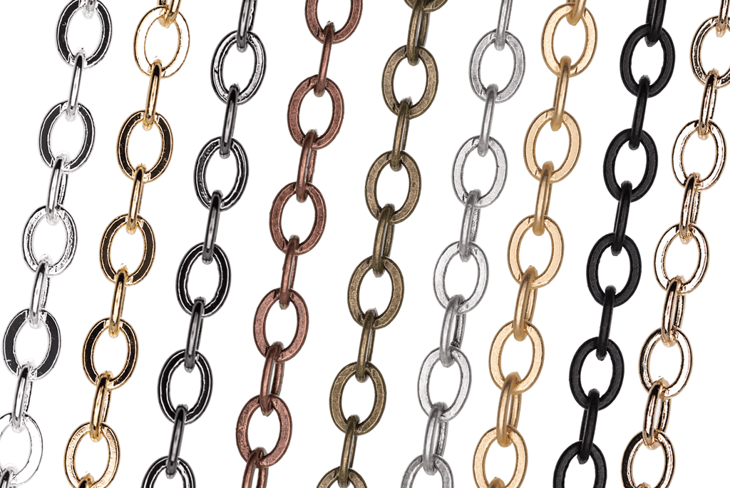 Cable Chain Medium Size - Multiple Finishes Available - Measures 3mm x 4mm - Sold by the Foot - CH 819