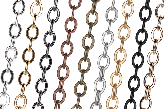 Cable Chain Medium Size - Multiple Finishes Available - Measures 3mm x 4mm - Sold by the Foot - CH 819