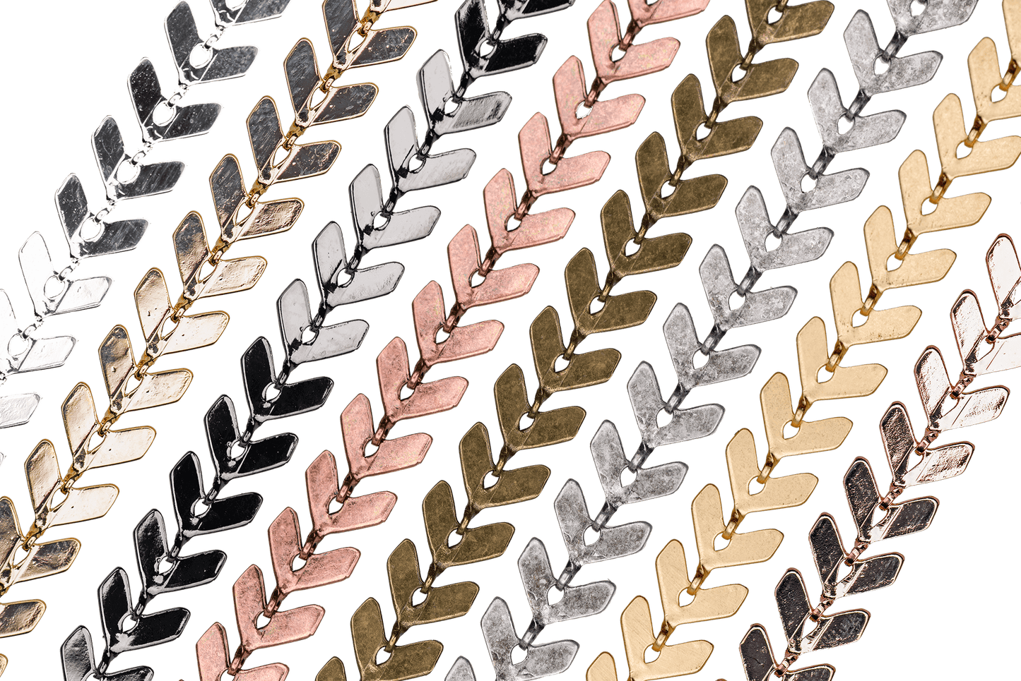Chevron Herringbone Specialty Chain - Multiple Finishes Available - Measures 6.5mm - Sold by the Foot - CH 892