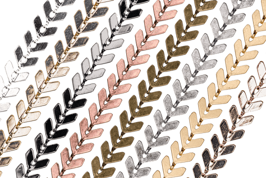 Chevron Herringbone Specialty Chain - Multiple Finishes Available - Measures 6.5mm - Sold by the Foot - CH 892