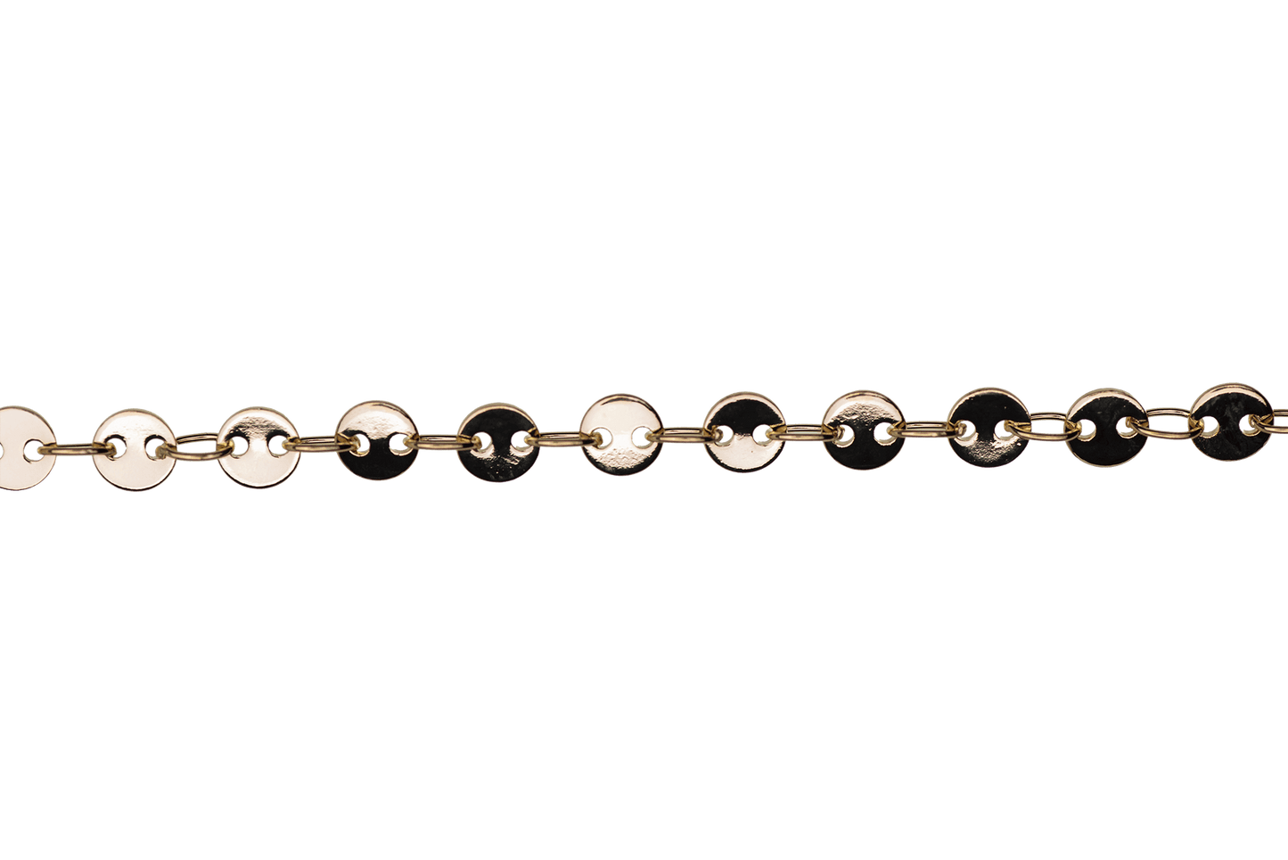 Round Disc Specialty Chain Medium Size measures 4mm available in Multiple Finishes sold by the Foot - CH 897