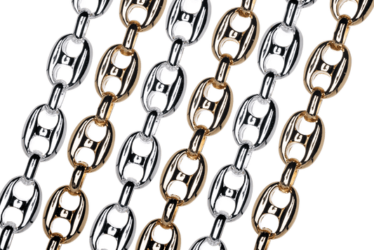 12.75mm x 10mm Pignose Mariner Chain - Made of plated pewter and brass - Sold by the foot - Ch-941