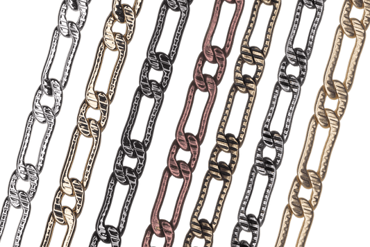 3.2mm Medium Textured Curb Chain - Made of plated brass - Sold by the foot - CH-943
