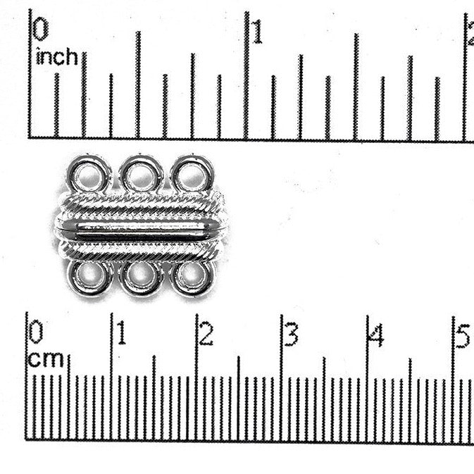 20mm x 17mm Magnetic 3-Loop Sandwich Clasp - Made of Brass - Sold Individually - CL/MC14