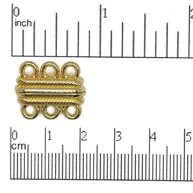 20mm x 17mm Magnetic 3-Loop Sandwich Clasp - Made of Brass - Sold Individually - CL/MC14