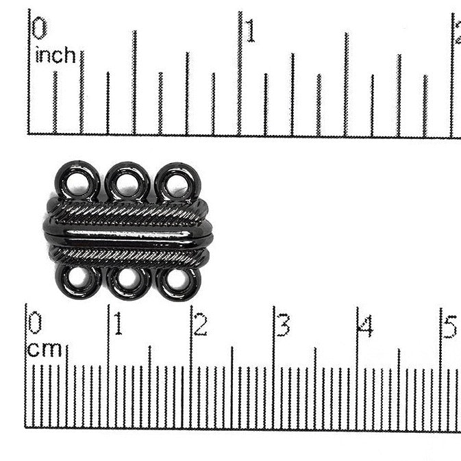 20mm x 17mm Magnetic 3-Loop Sandwich Clasp - Made of Brass - Sold Individually - CL/MC14