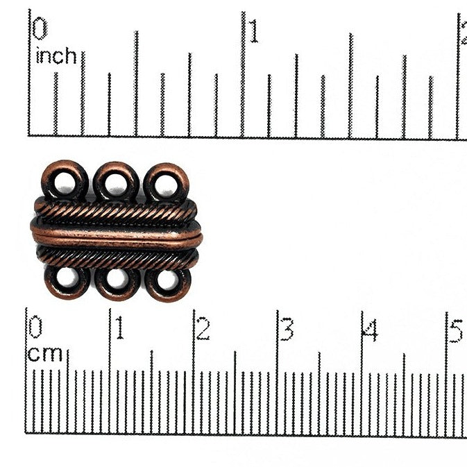 20mm x 17mm Magnetic 3-Loop Sandwich Clasp - Made of Brass - Sold Individually - CL/MC14