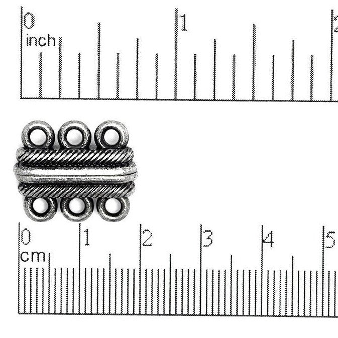 20mm x 17mm Magnetic 3-Loop Sandwich Clasp - Made of Brass - Sold Individually - CL/MC14