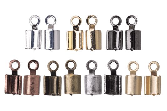 Cord End Fold-Over 2mm for Cord or Chain - Multiple Colors - Per Dozen