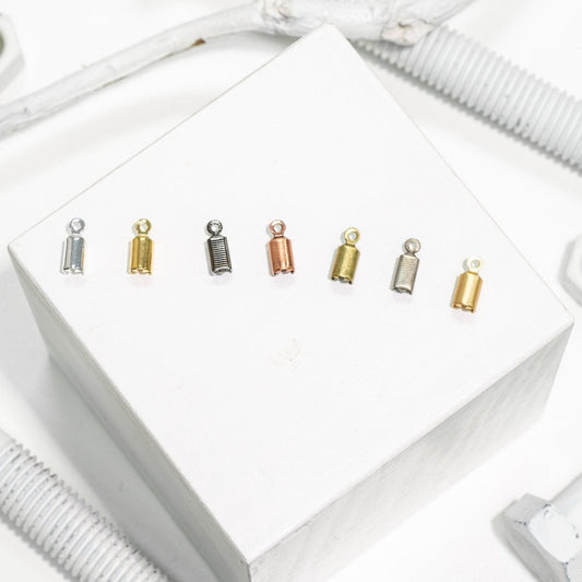 Cord End Fold-Over 3mm for Cord or Chain - Multiple Colors - Per Dozen