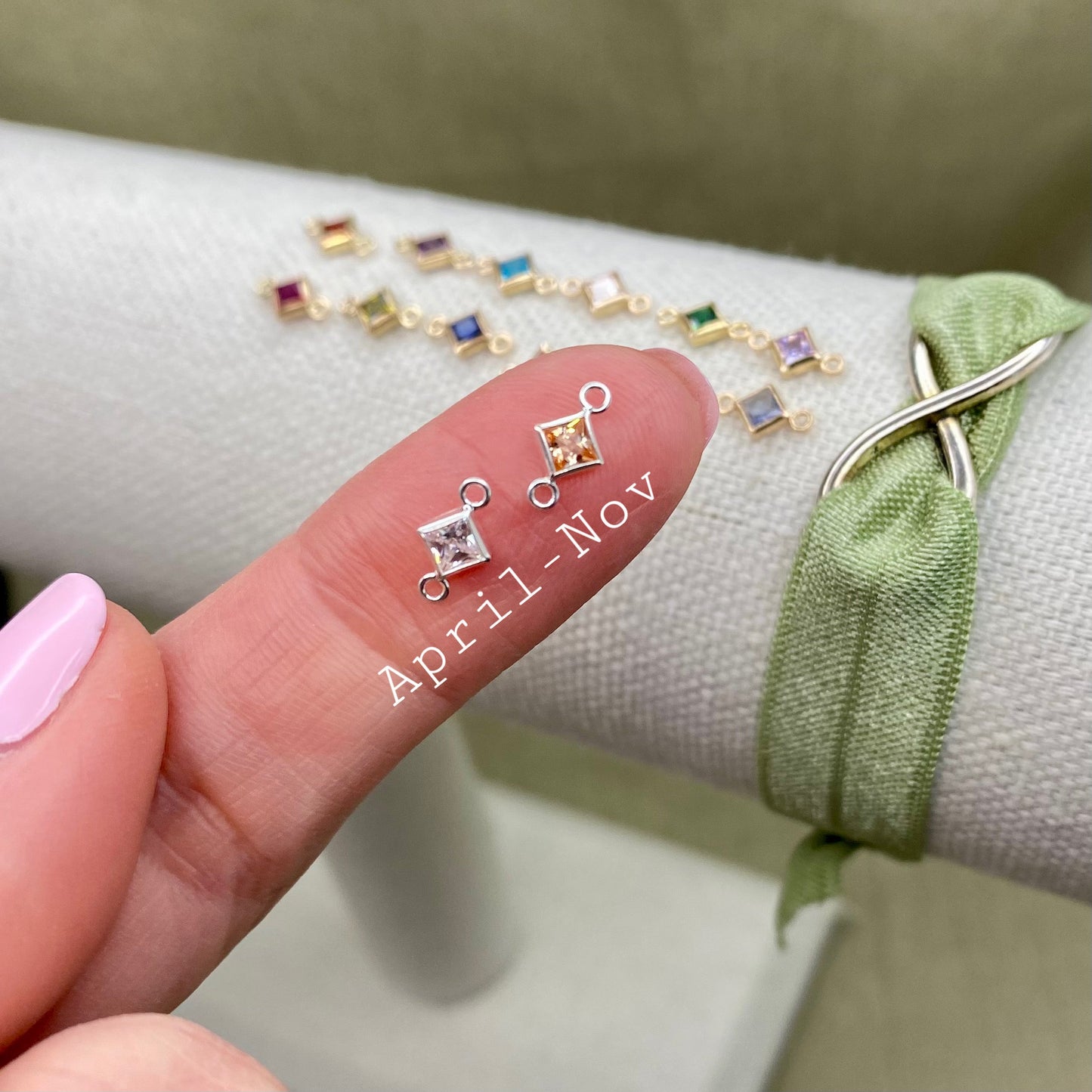 Rose Gold Filled INDIVIDUAL Birthstone Connectors - All Shapes - Luxe Colors