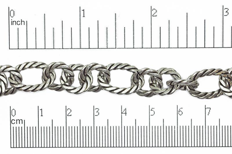 17mm x 12mm Oval, 11mm Round Rope Textured Link Chain - Made of Brass - Sold by the Foot - Ch-812
