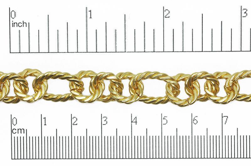 17mm x 12mm Oval, 11mm Round Rope Textured Link Chain - Made of Brass - Sold by the Foot - Ch-812