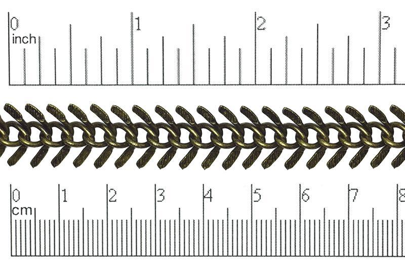13mm Textured Fishbone Chain - Made of plated brass - Sold by the foot - Ch-301