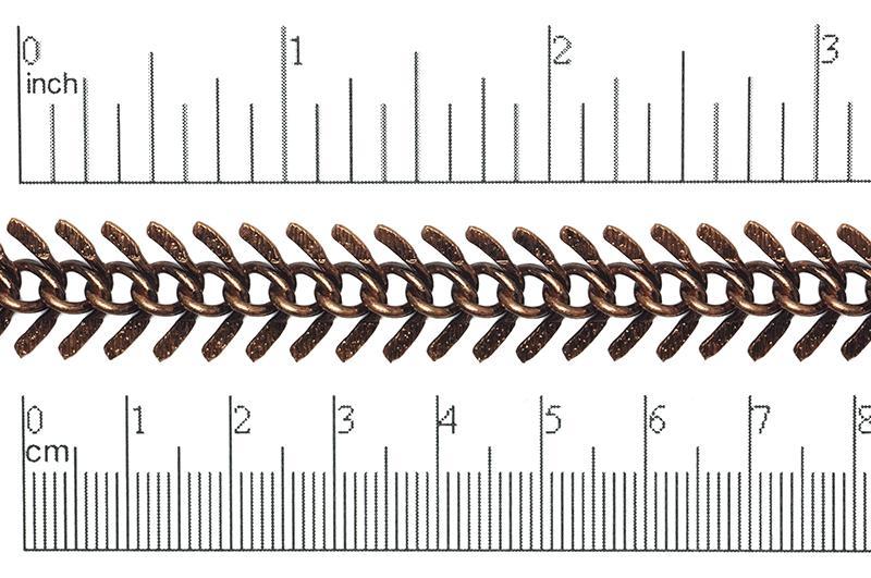13mm Textured Fishbone Chain - Made of plated brass - Sold by the foot - Ch-301