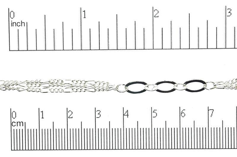 9mm x 6mm Hammered Flat Oval Specialty Chain Links alternating with 2" Delicate Figaro Chain sold by the Foot available in Multiple Colors - CH 60