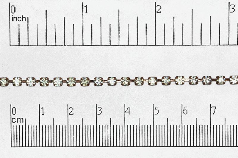 3mm Rhinestone Cup Chain - Made of Brass - Sold by the Foot - Ch-848