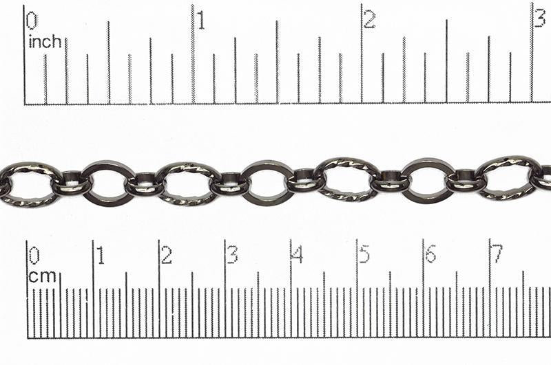 11mm x 7.5mm Textured and Plain Link Cable Chain Sold by The Foot - CH 860