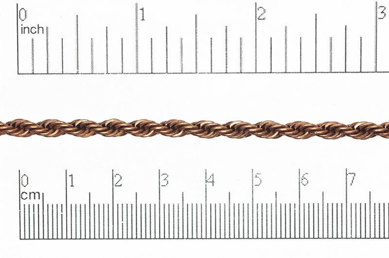 3.8mm Classic Rope Chain - Made of Brass - Sold by the Foot - Ch-862