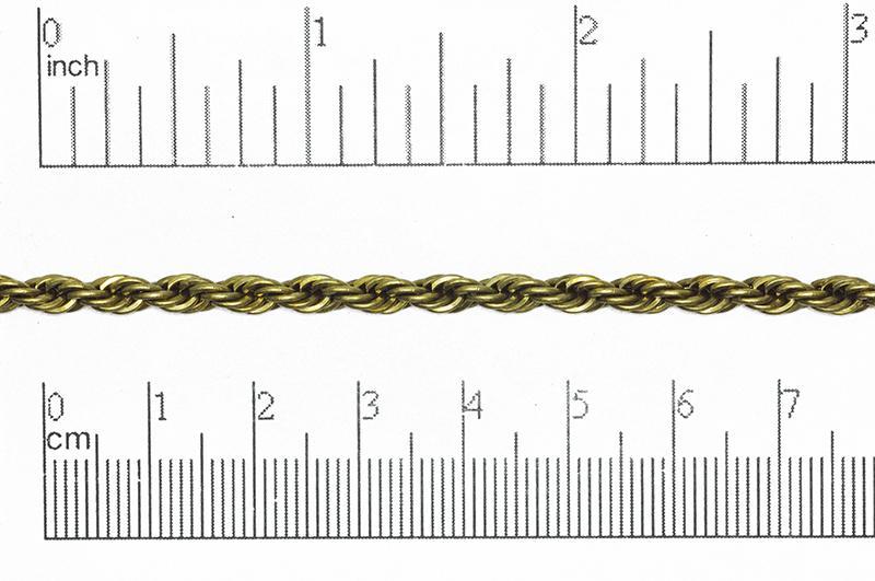 3.8mm Classic Rope Chain - Made of Brass - Sold by the Foot - Ch-862