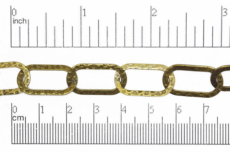 22mm x 12mm Crater Textured Link Cable Chain - Made of Brass - Sold by the Foot - Ch-1222