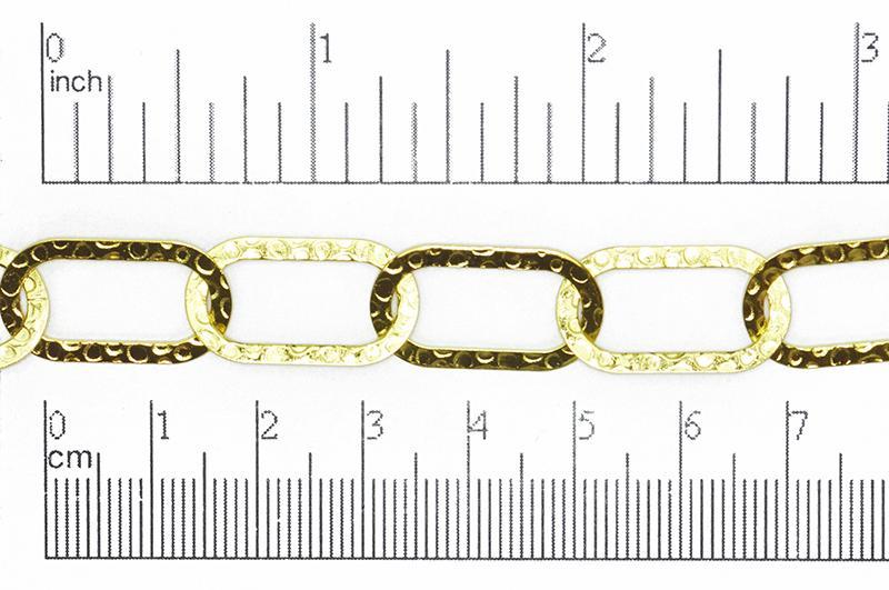 22mm x 12mm Crater Textured Link Cable Chain - Made of Brass - Sold by the Foot - Ch-1222
