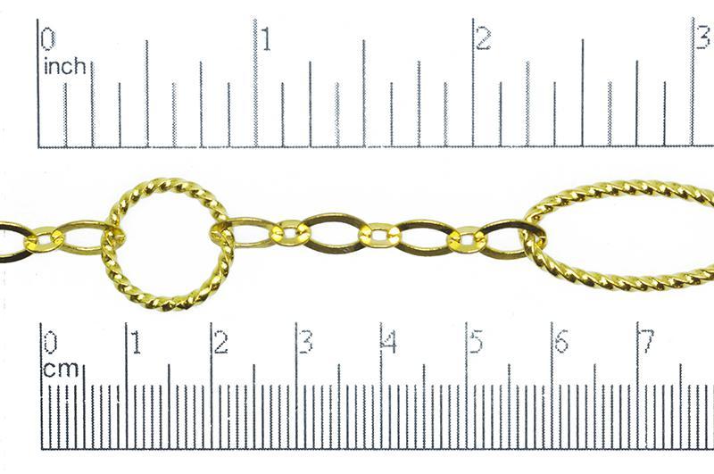 26mm x 13mm Rope Texture Cable Chain - Made of Brass - Sold by the Foot - Ch-20