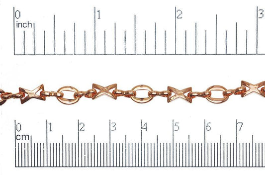 7.3mm x 6mm "XO" Hugs and Kisses Chain - Made of Brass - Sold by the Foot - Ch-095