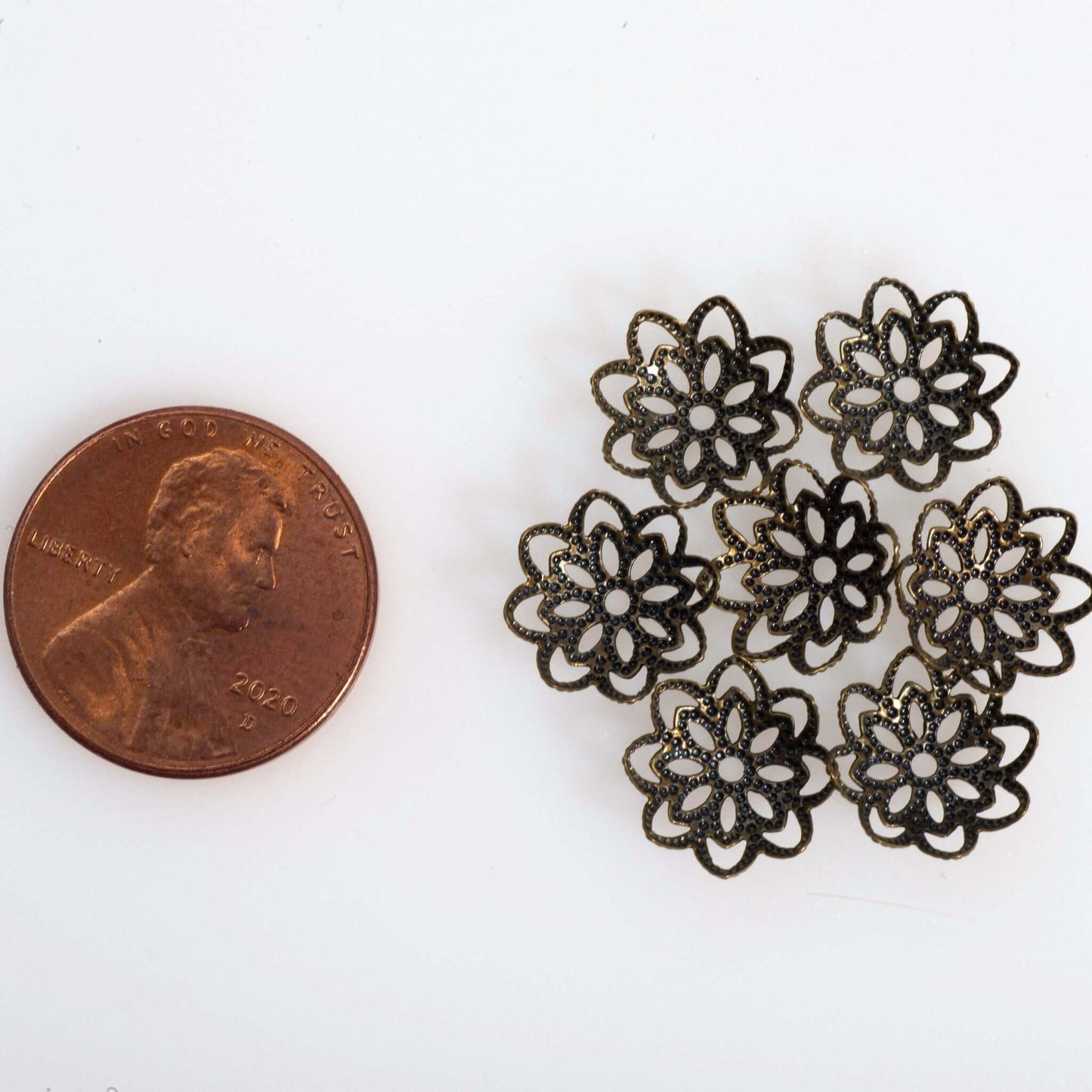 10mm Perforated Flower Bead Cap - Available in 3 Finishes - BC400
