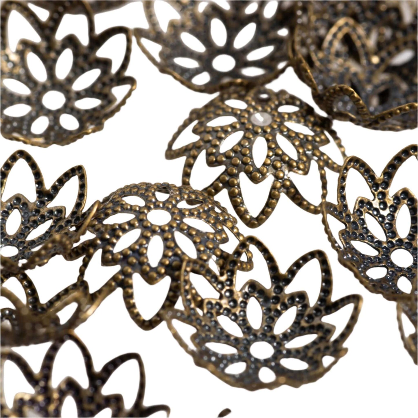 10mm Perforated Flower Bead Cap - Available in 3 Finishes - BC400