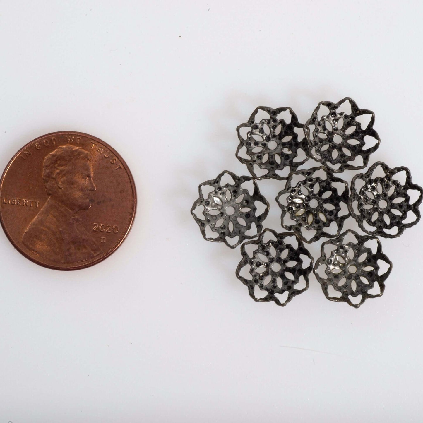 10mm Perforated Flower Bead Cap - Available in 3 Finishes - BC400
