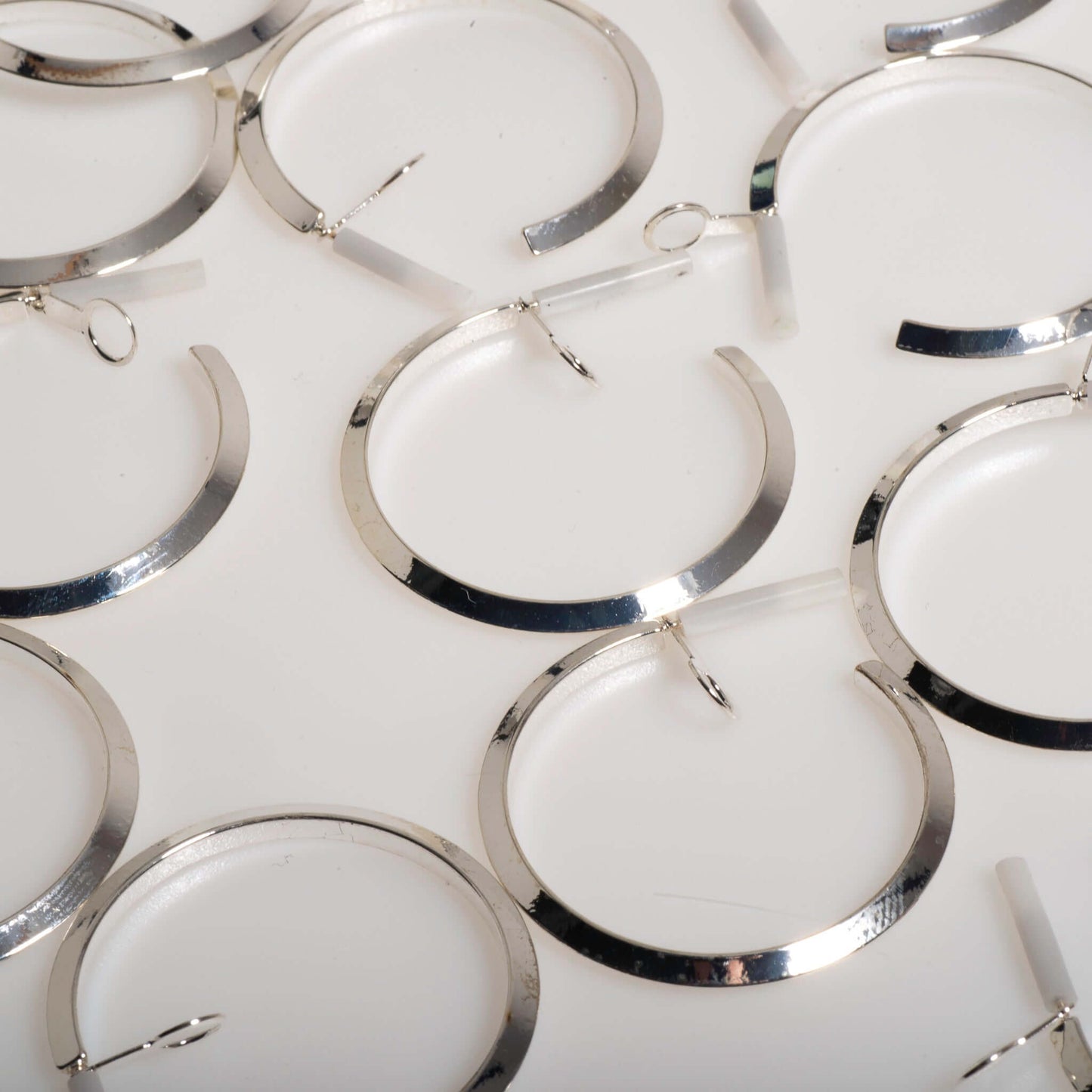 40mm Beveled Hoop Earrings w/ Earnut - Made of plated hollow brass wire - Sold individually - EW5017