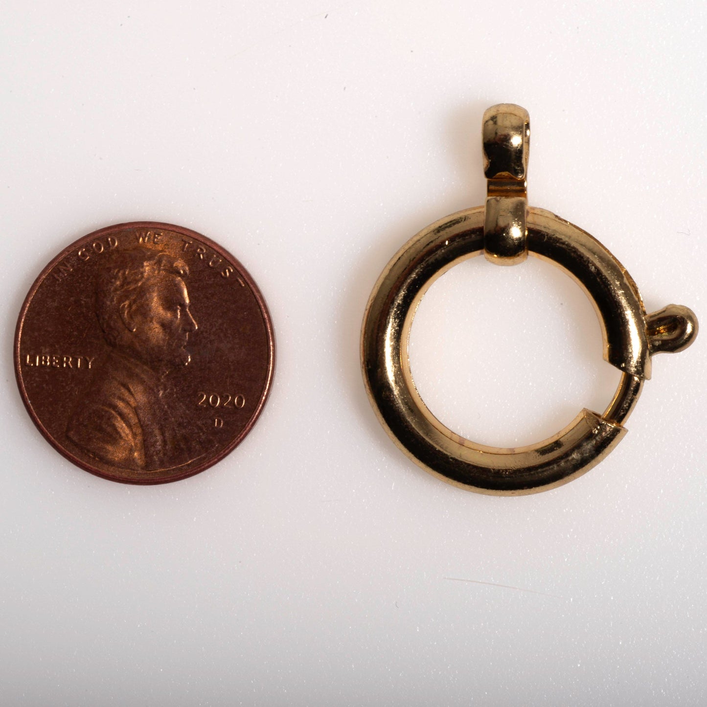 21mm Spring Ring Clasp w/ Loop - Made of plated brass - Sold individually - SR21